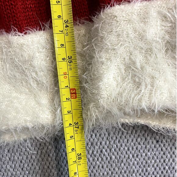 Poof New York Christmas Vintage Knit Sweater Dress Womens L Red/White Mrs Claus - Picture 13 of 13